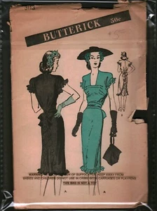 3113 Vintage Butterick SEWING Pattern Misses 1940s One Piece Dress Back Interest - Picture 1 of 2