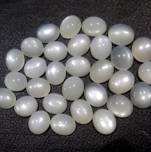 Natural White Moonstone AAA Quality  3x5mm To 10x14mm Handmade Oval Cabochon - Picture 1 of 6
