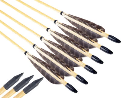 12pcs 80cm wooden arrows Archery Longbow Turkeys Feathe 31" Wood Arrow r - Image 1 of 4