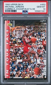1992 Upper Deck โ Michael Jordan โ IN YOUR FACE โ ๐ MINT PSA 10 โ NEW (Feb2025) - Picture 1 of 3