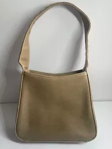 Nierre Bozzi Top Handle Tote Zip Handbag Stitch Accent Medium Ivory Brown. - Picture 1 of 10