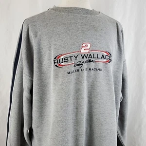 Rusty Wallace #2 NASCAR Sweatshirt XXL Crew Neck Miller Lite Racing Embroidered - Picture 1 of 9