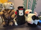 Lot Of 3 - Vintage Plushes - Dandee Skunk/ Gemmy Otter/ Animal Valley Cow Puppet