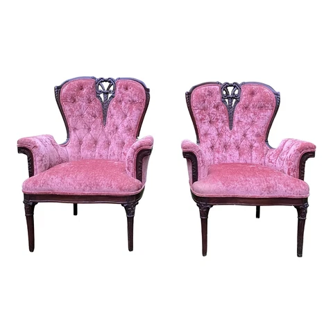 Pair of Victorian Style Armchairs Cover