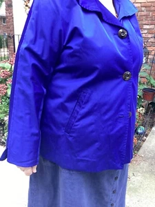 Ellen Tracy Blue rainjacket size 3X EUC Lovely floral silk lining. Spring /Fall - Picture 1 of 9
