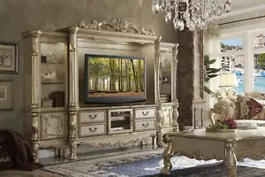 TV Wand Holz Stil Barock Regal Wohnzimmer Möbel Schrank neu Klassische Wohnwand - Bild 1 von 1