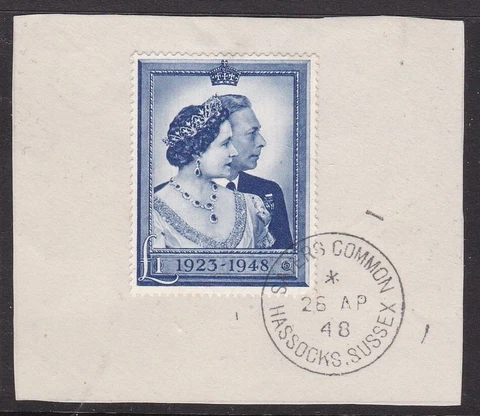 GB  GREAT BRITAIN 1948 KGVI SILVER WEDDING £1 SUPERB USED ON PIECE FDI POSTMARK Cover