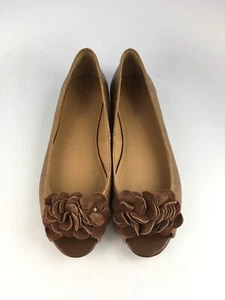 Kenneth Cole Reaction Womens Size 6.5 M Slidester Brown Slip-On Peep Toe Flats - Picture 1 of 11