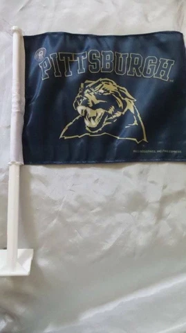 NWT ~ UNIVERSITY OF PITTSBURGH Pitt Panthers Car Flag Blue & Gold 14" x 11" flag Cover