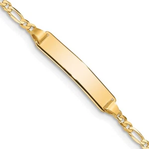 Real 10kt Yellow Gold Figaro Link ID Chain Bracelet; 6 inch; Lobster Clasp - Picture 1 of 5