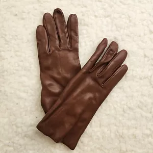 Vintage Lederhandschuhe M 100% Kaschmirfutter schokobraun altes Geld - Bild 1 von 5