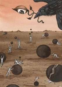 ACEO RYTA DRUCK DER GEMÄLDE KUNST KRÄHE Volk Halloween Gothic Heidnisch Surrealismus Auge - Bild 1 von 1