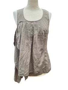 Sisley Mink Grey Quirky Frill Front Sleeveless Top Size 8 - Picture 1 of 7