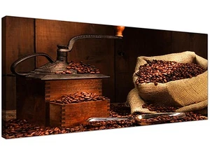 Brown Cheap Canvas Print of Coffee Beans  - 120cm x 50cm - 1062 - Picture 1 of 4