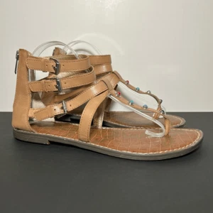 Womens SAM EDELMAN Genevive T Strap Zip Up Studded Sandals / Size 9 Medium - Picture 1 of 8