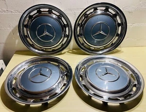 4x Original Mercedes 14 Zoll Radkappen W123 W109 W110 W111 906 Graublau Grau () - Bild 1 von 5