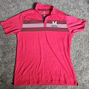 Colosseum NCAA University of Maryland Red Size XL Striped Collared Polo Shirt - Picture 1 of 8