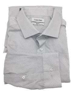 Calvin Klein Men's Slim Fit Non Iron Dress Shirt, Blue Multi, Sz-16.5 34-35 - Picture 1 of 1