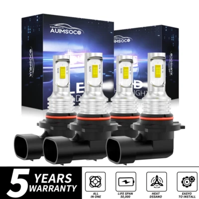 4PCS 9005 9006 LED Combo Headlight Kit Bulbs Cold White 12000K High & Low Beam - Image 1 of 4