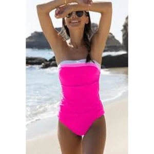 Beachsissi Two Piece Tankini Strapless Bikini Swimsuit Pink Medium - Picture 1 of 13