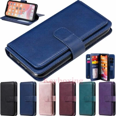 10 Card Holder Wallet Leather Case Cover For iPhone 11 Pro Max XS XR 6s 7 8 SE 2 - Image 1 of 4