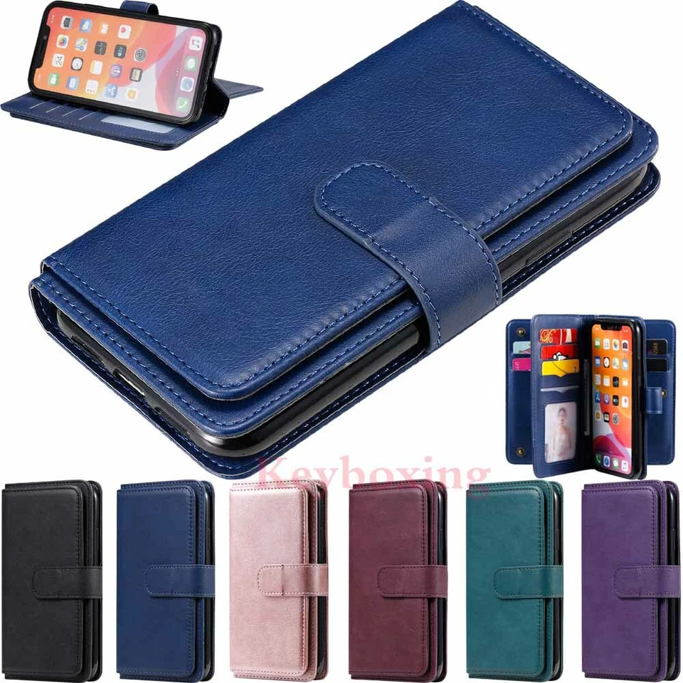 10 Card Holder Wallet Leather Case Cover For iPhone 11 Pro Max XS XR 6s 7 8 SE 2 - Image 1 of 4
