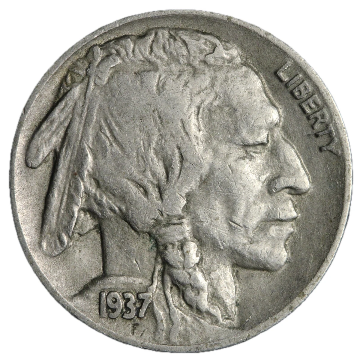 3837.　貴重　1938年　D　バッファロー　 5セント　海外硬貨 当店グレード：C〜D】 白銅貨 バッファローニッケル硬貨 1913年から