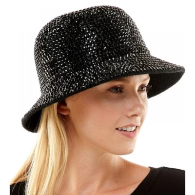 Sombrero de cubo de diamantes de imitación visera de sol disfraz de festival sombrero de fiesta ajustable [negro] Foto 1 de 4