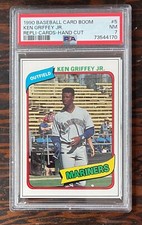 1990 Ken Griffey Jr Baseball Card BOOM Magazine card #5 - HAND CUT - PSA 7