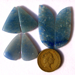 3 Pairs/6 Pcs Natural Blue Quartz Untreated 25.8mm-40mm Cabochon Loose Gemstones