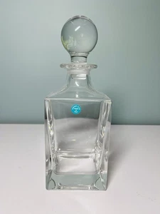 Tiffany & Co Square Heavy Glass Decanter Ball Top Made In Italy Signed & Labeled - Picture 1 of 9