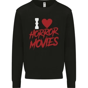 I Love Horror Movies Kids Sweatshirt Jumper - Picture 1 of 3
