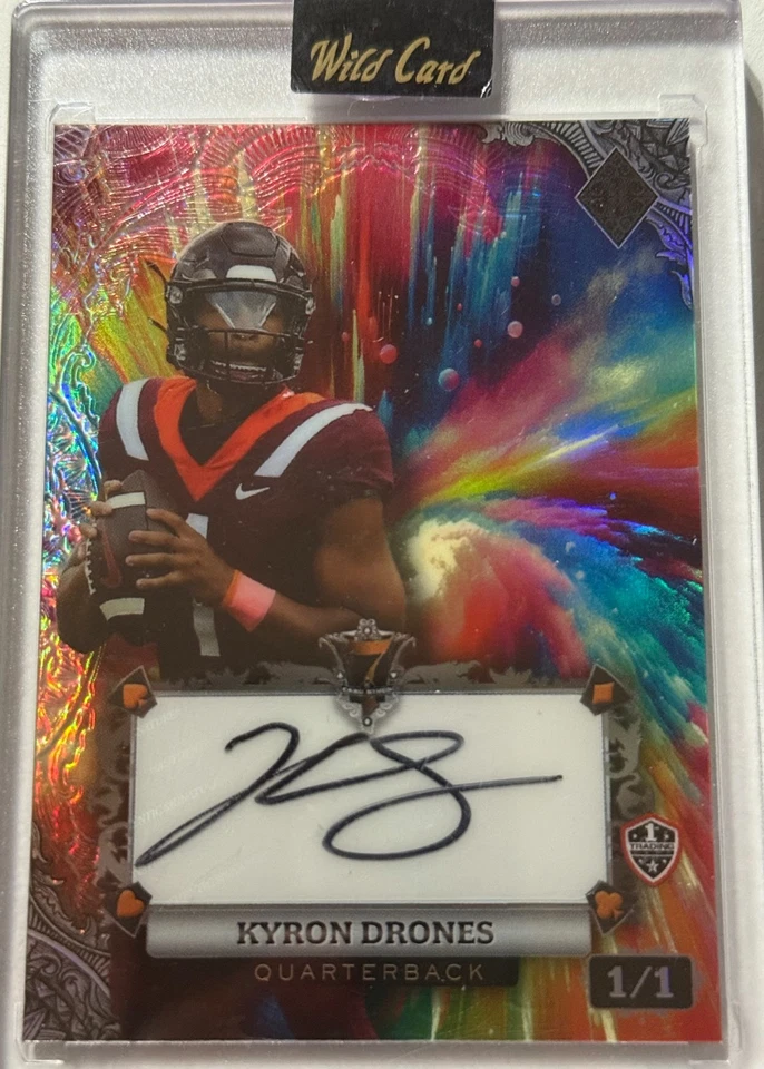 🔥 Kyron Drones Autographed 1st Trading Card 2024 7 Card Studs 1/1 - Virginia 🔥 - Image 1 of 2