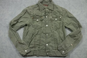 Giacca Vera Religione Uomo XL Verde Militare Western Tasche con Bottoni Cotone - Foto 1 di 10