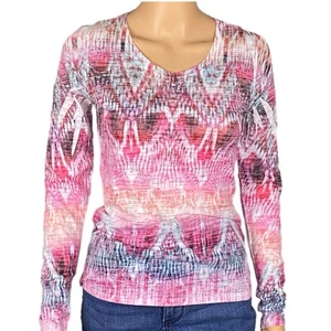 Sundance mehrfarbiges leichtes Burnout IKAT Design Langarmshirt Gr. XS EUC - Bild 1 von 11