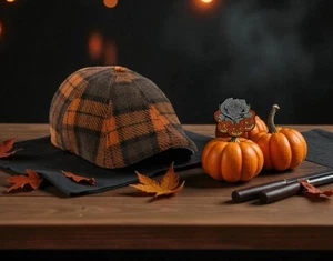 Boston Scally Cap the Jack-O-Rose, Orange Plaid, Size XXL With Pin New - Picture 1 of 5