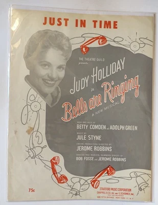 Just in Time Judy Holliday Bells Are Ringing 1956 Broadway Sheet Music - Image 1 of 2