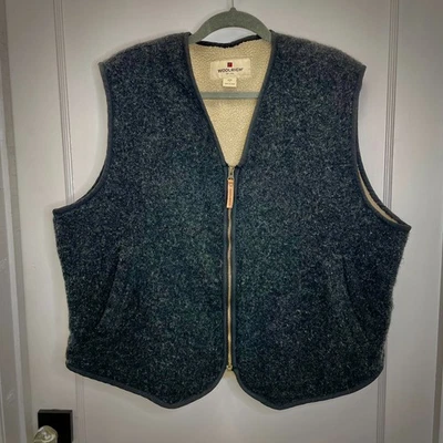 Woolrich Vest Mens Extra Large XL Charcoal Gray Wool Sherpa Lined Style 412 - Image 1 of 4