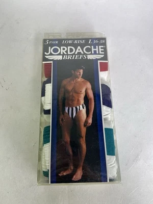De colección JORDACHE Hombres Rayas Algodón Tiro Bajo Bikini Calzoncillos Ropa Interior Talla L Foto 1 de 4