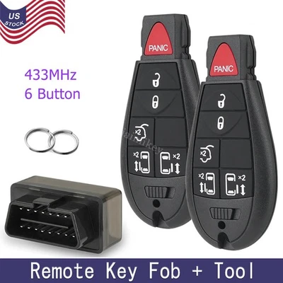 2 llaveros remotos sin llave para coche 6B para Dodge Grand Caravan 2008-2017 + programador Foto 1 de 4