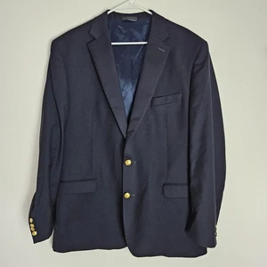 Lauren Ralph Lauren Blazer Mens 46L Wool Blend Navy Crest Buttons Preppy Jacket  - Picture 1 of 12