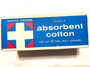White Cross sterile saugfähige Baumwolle 2 Unzen Versiegelter Originalkarton Vintage - Bild 1 von 6