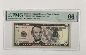 2013 Five Dollar Federal Reserve $5 Note. PCGS MS 66 Star. - Picture 1 of 3