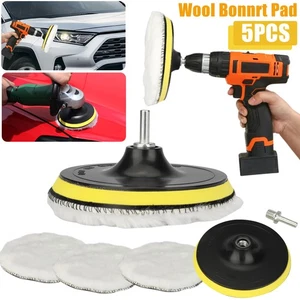 5Pcs 6" Buffing Polishing Pad Wool Wheel Mop Kit For Car Polisher Drill Adapter - Picture 1 of 9
