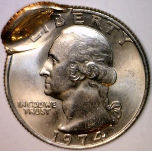 1974 error doble golpe Washington Quarter BU Det. Moneda Dbl. LOTE STRIKE #74 SIN RESERVA - Imagen 1 de 4