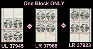 US 1716 Lafayette 13c plate block 4 MNH 1977 - Picture 1 of 1