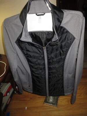 Women's Exertek Black/Gray Zip Jacket Part Fleece Lined Size L Good Condition - Image 1 of 3