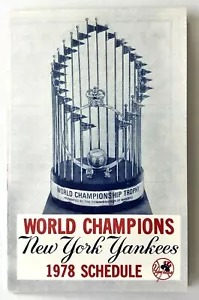 1978 New York Yankees World Champions Schedule WPIX TV 11 Alive Bronx Bombers  - Picture 1 of 4