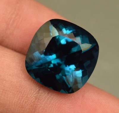 Indicolite Tourmaline 22.25 Ct Cushion Cut With Macro Faceted For Pendent  - Image 1 of 4