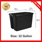 Plastic Latch Tote Storage Container With Lid Large Stackable Box Bin 32 Gallon